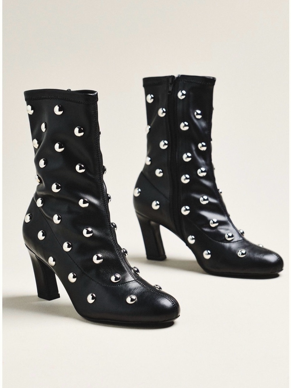 Maeve Studded Stretch Mid-Calf Boots, EU 36